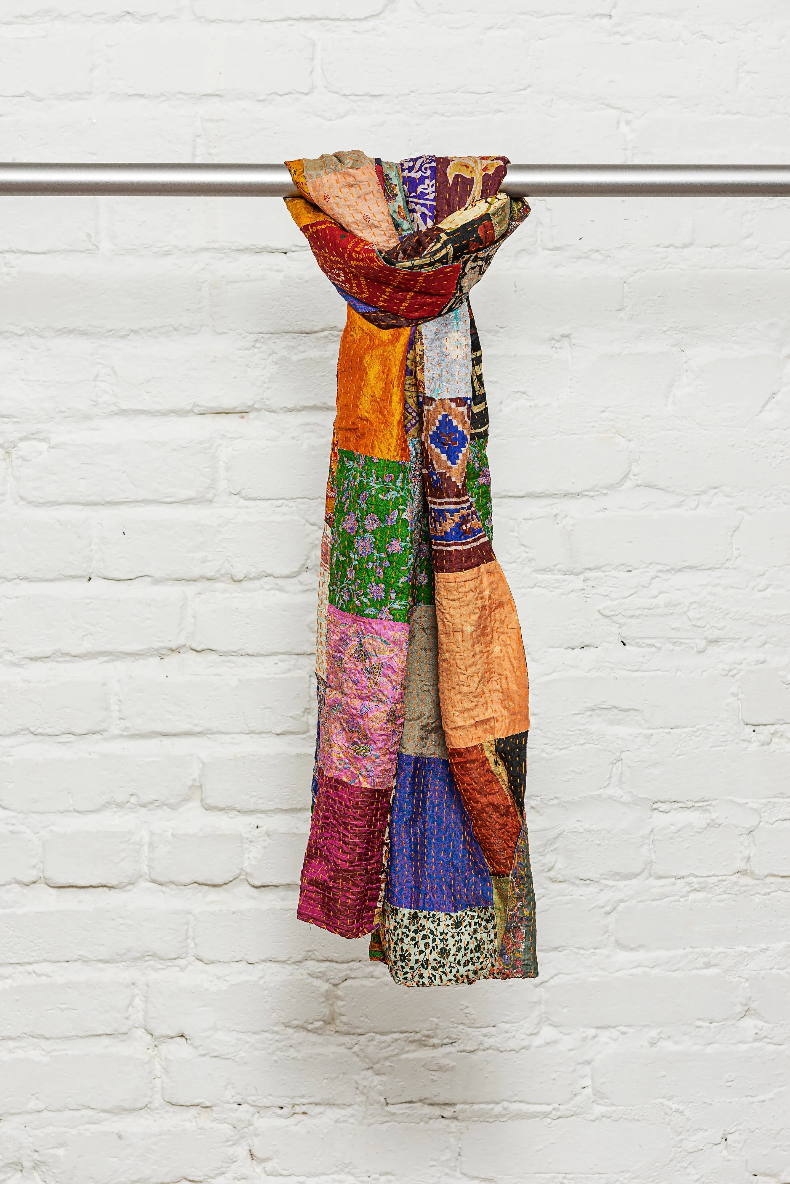 Taj Hotel Home Decor Kantha Silk Scarve-1-Piece-Multicolor