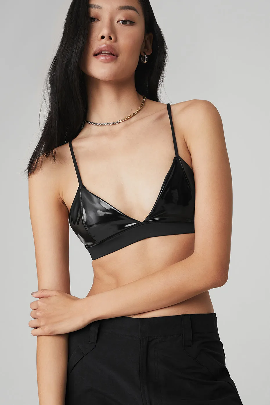 Vinyl Sleek Bra - Black