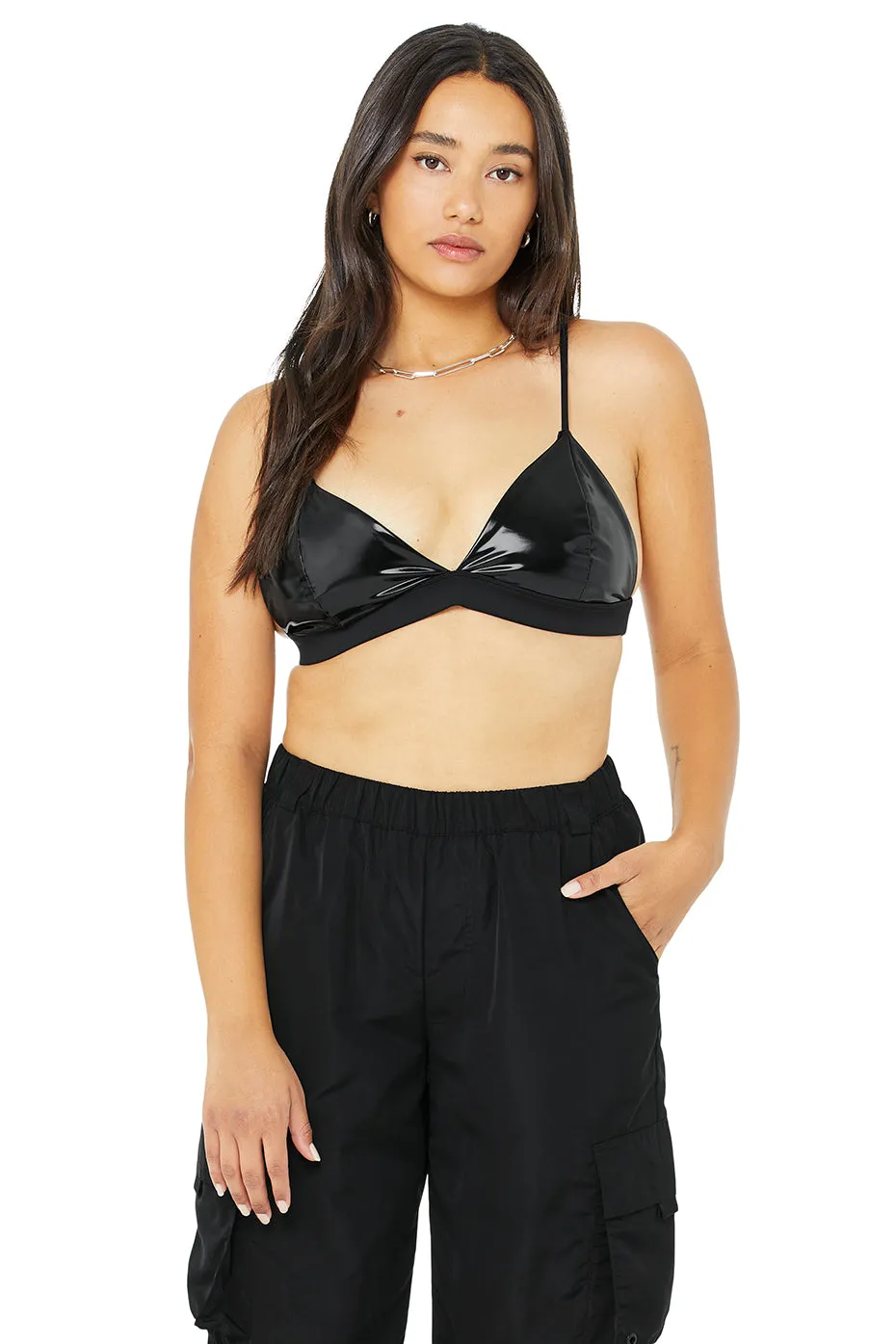 Vinyl Sleek Bra - Black